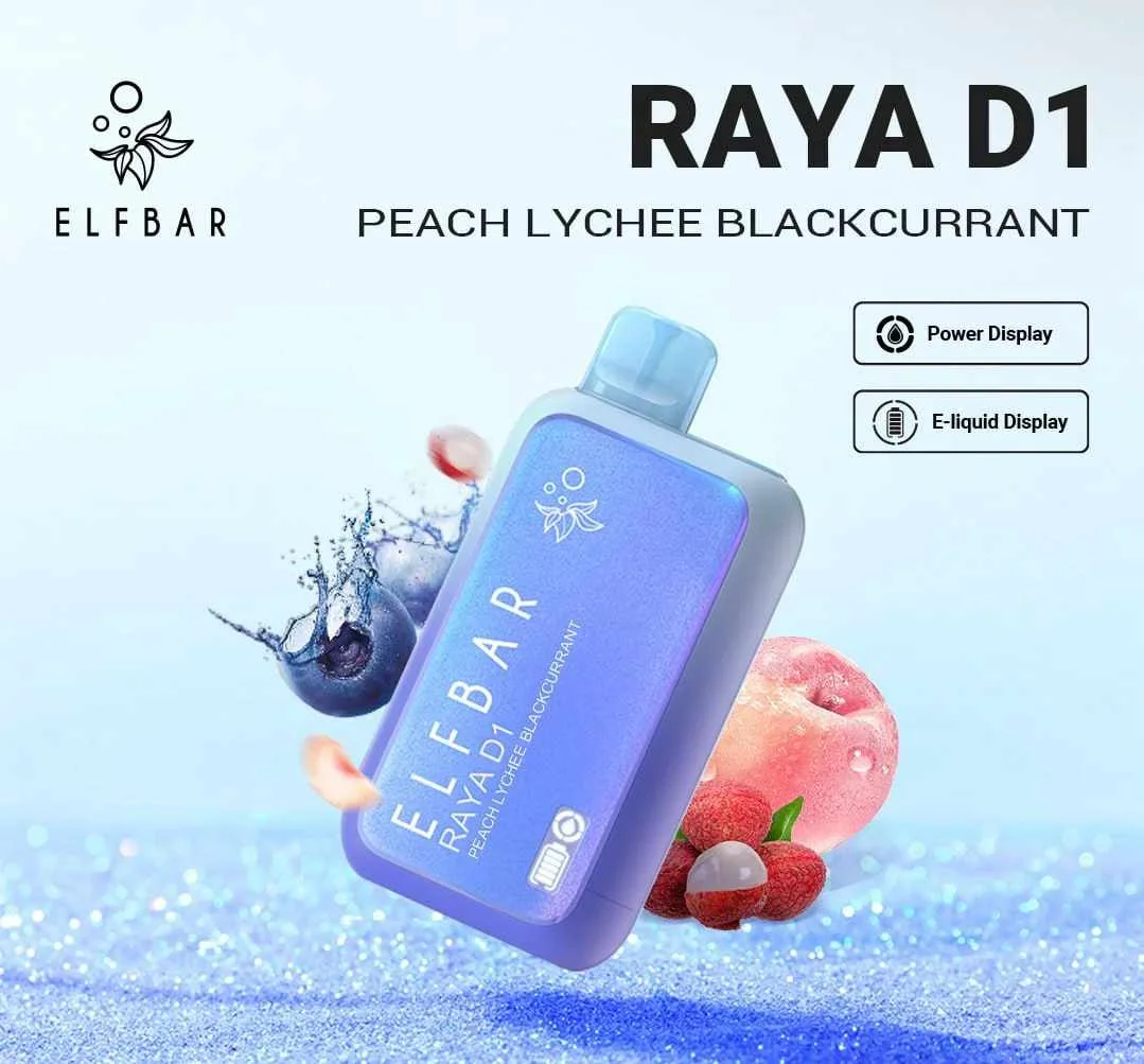 ELF BAR RAYA D1 – Peach Lychee Blackcurrant