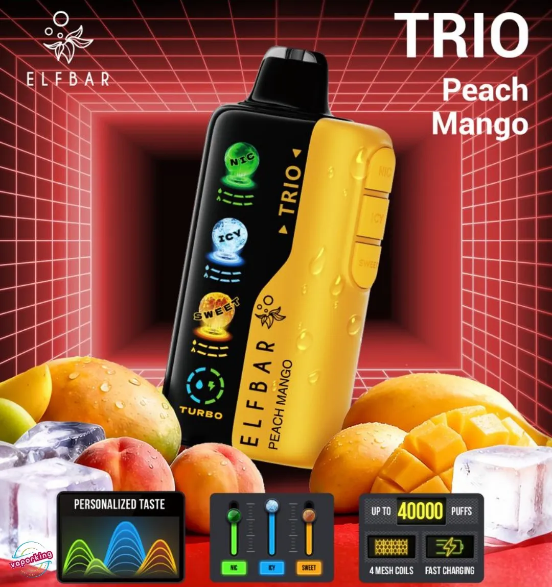 Elf Bar Trio – 40000 Puffs – Peach Mango