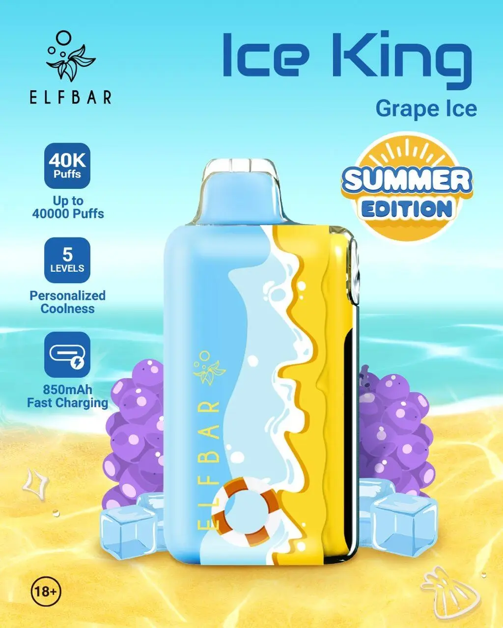 ELF BAR ICE KING – SUMMER EDITION – GRAPE ICE – 40K PUFFS